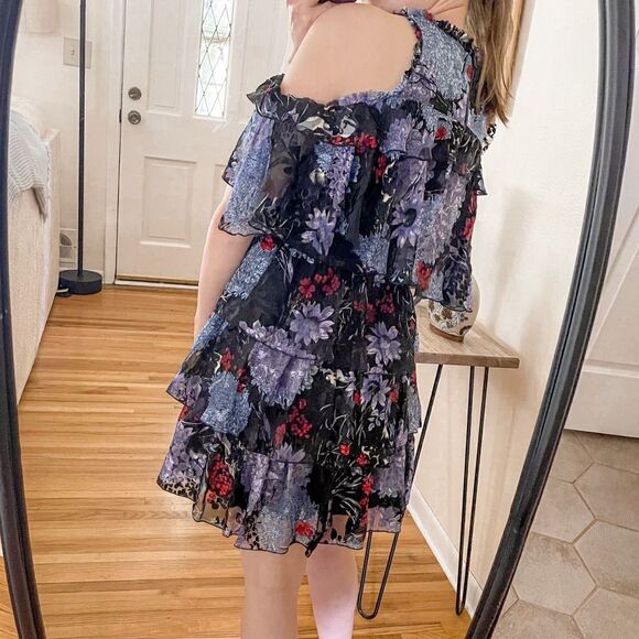 Alice + Olivia Nichola Cold Shoulder Ruffle Mini Dress - Picture 2 of 8